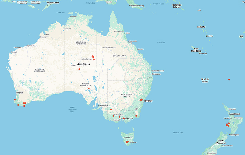 collecting locality map for 'Beckman, K.G.'