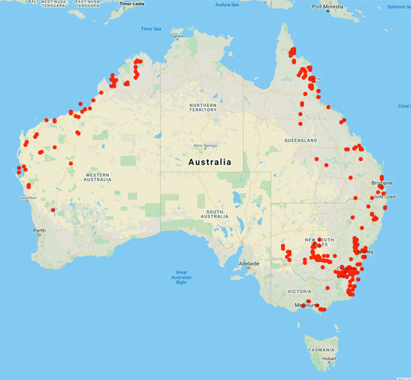 collecting locality map for 'Butler, G.'