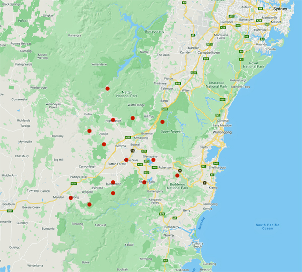 collecting locality map for 'Cosh, J.L.'