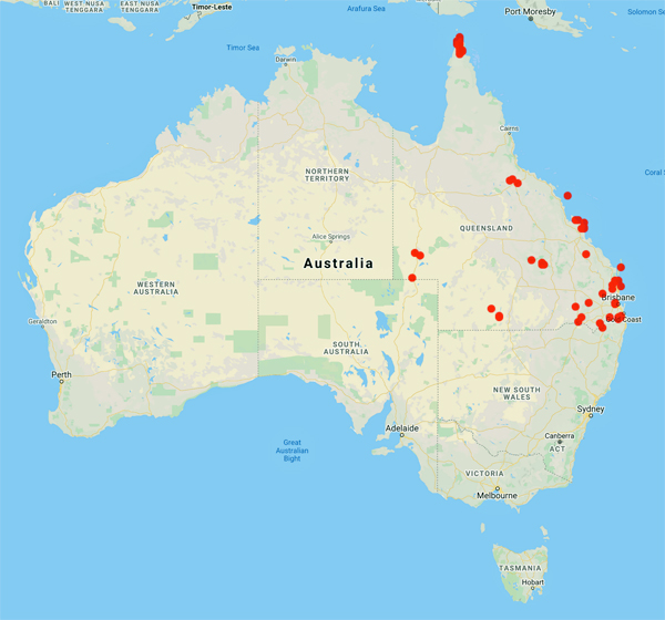 collecting locality map for 'Crib, J.W.'