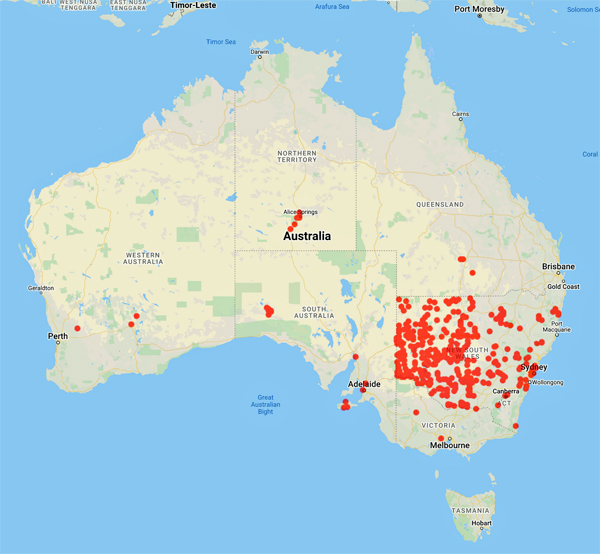 collecting locality map for 'Eldridge, D.J.'