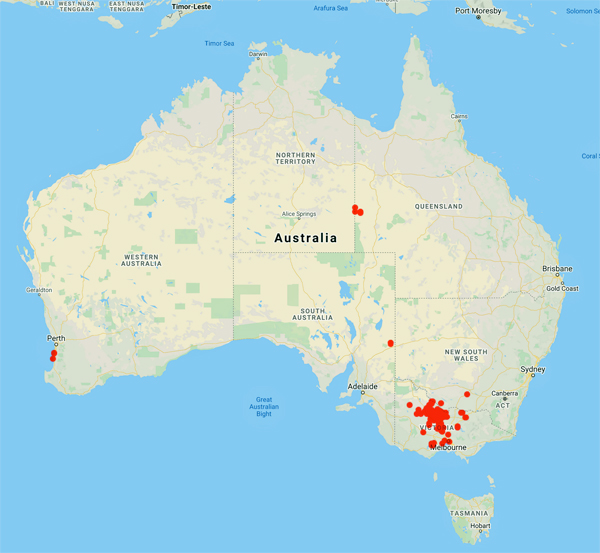 collecting locality map for 'Foreman, P.'