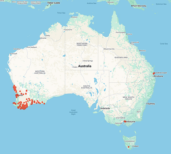 collecting locality map for 'Hickman, E.J.'