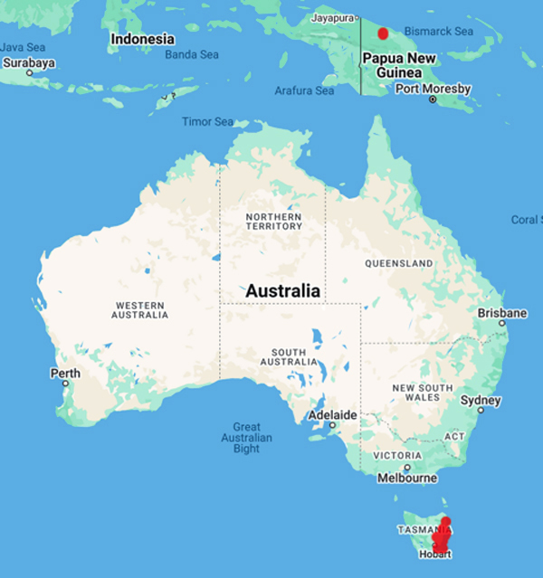 collecting locality Aust map for 'Himson, A.'