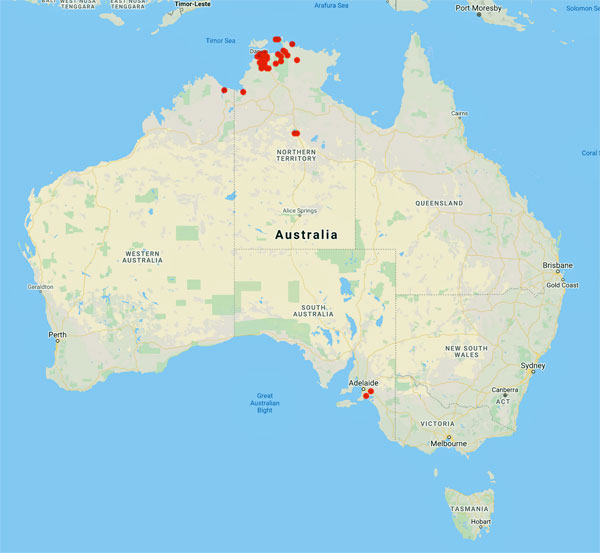 collecting locality map for 'Holtze, M.W.'