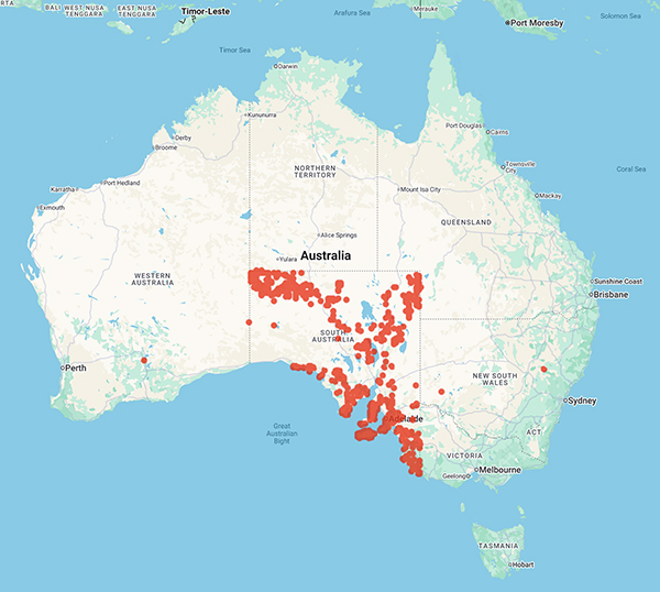 collecting locality map for 'Lang, P.J.'