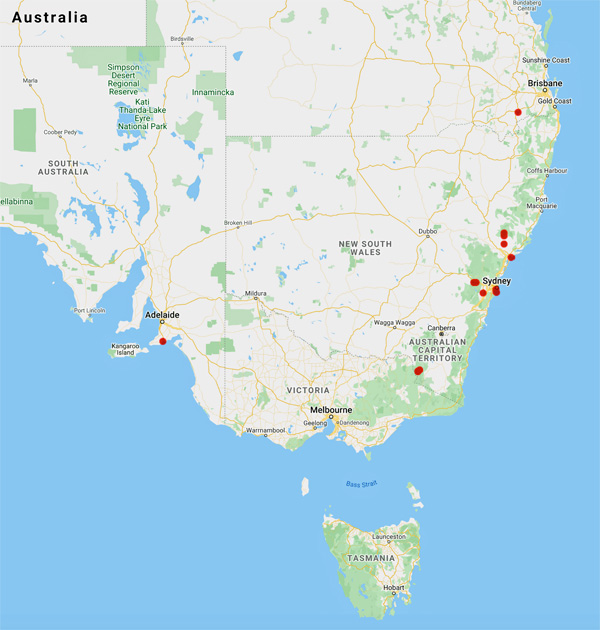 collecting locality map for 'Lawson, A.A.'