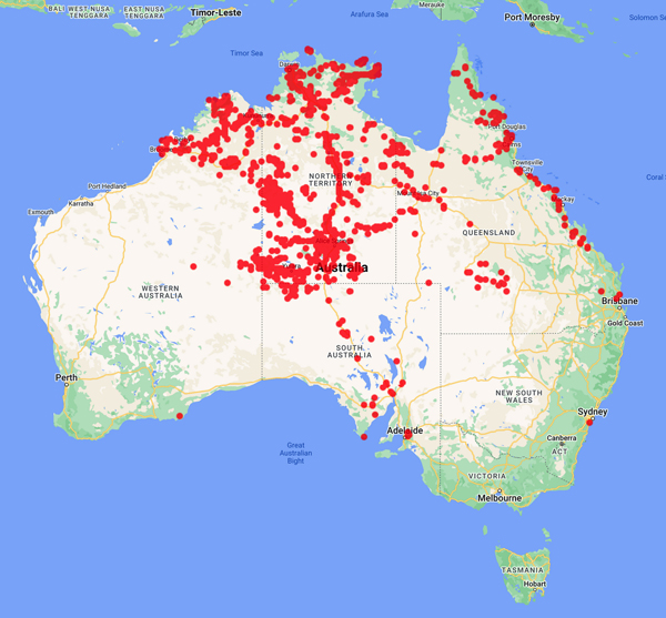 collecting locality map for 'Maconochie, J.R.'; Australia