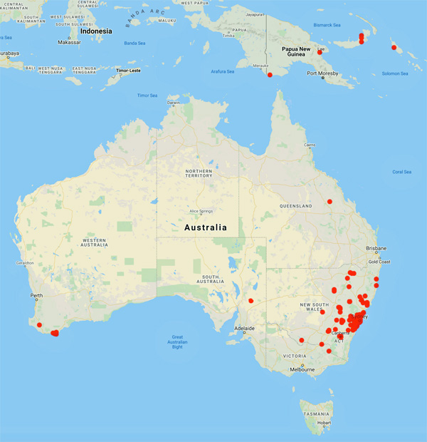 collecting locality map for 'Mair, H.K.C.'