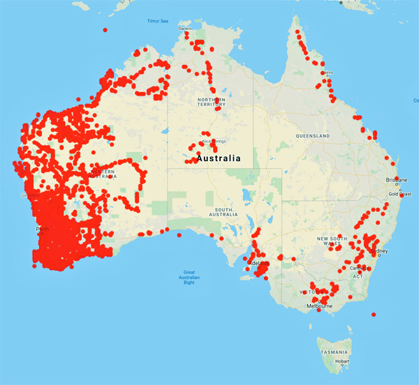 collecting locality map for 'Maslin, B.R.'