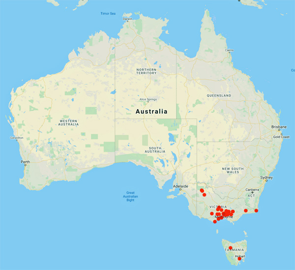 collecting locality map for 'McLennan, E.I.'