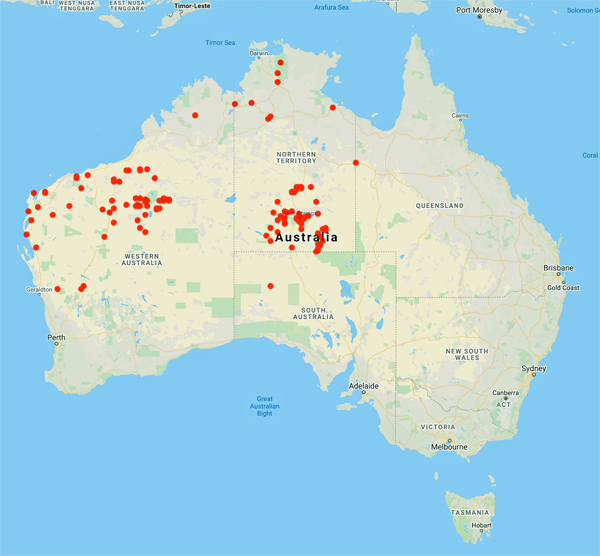 collecting locality map for 'Mitchell, A.S.'