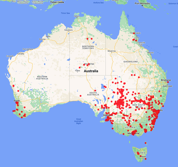 collecting locality map for 'Morris, A.'