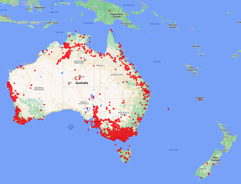 collecting locality map for 'Mueller, F.'