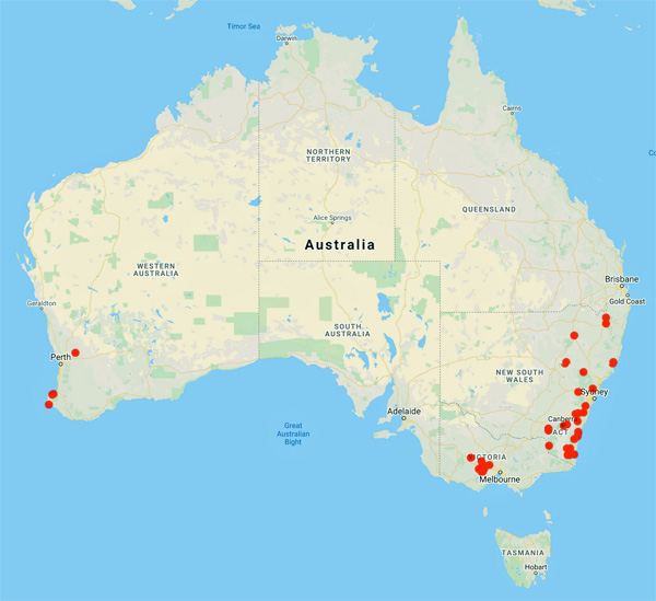 collecting locality map for 'Murphy, P.J.'