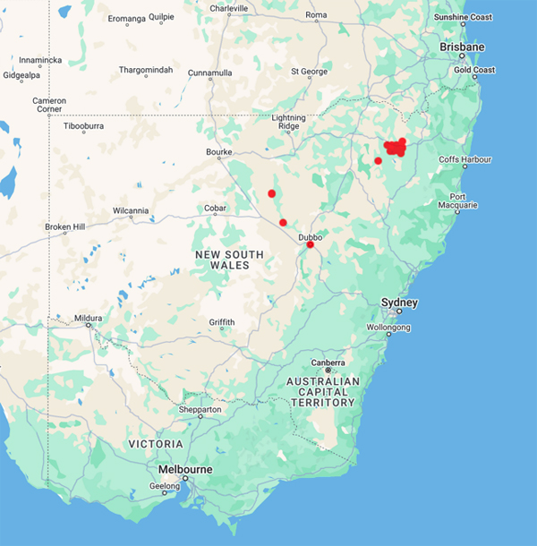 collecting locality map for 'Peacocke, L.B.'