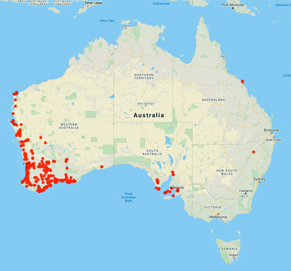 collecting locality map for 'Perry, G.'