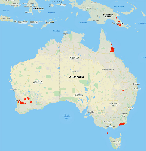 collecting locality map for 'Sayer, W.A.'