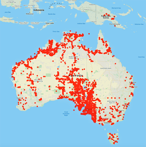 collecting locality map for 'Symon, D.E.'