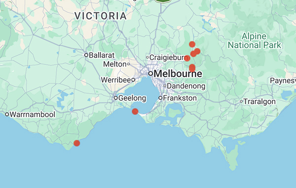 collecting locality map for 'Wynne, M.J.'