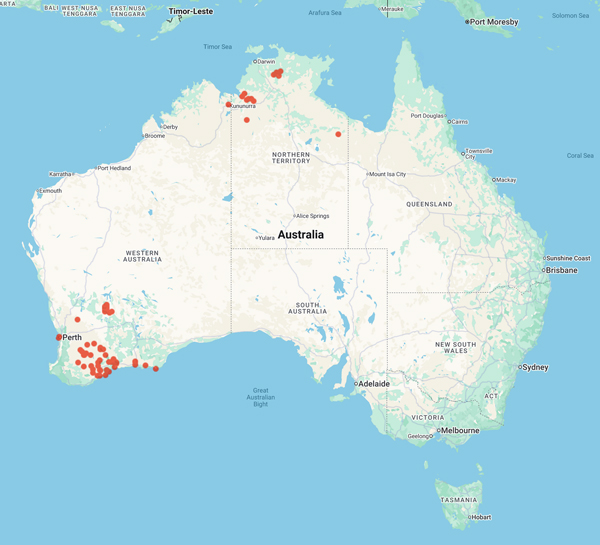 collecting locality map for 'Yates, C.'