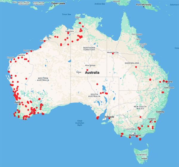 collecting locality map for 'Young, D.V.'